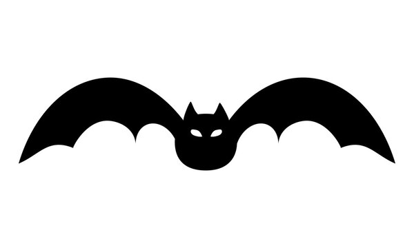 Halloween bat silhouette isolated on white. Vector template for poster, banner, flyer, shirt, mug, logo design.