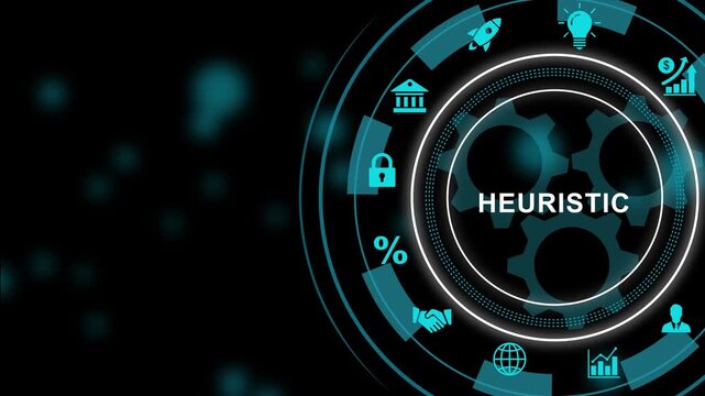 Dynamic heuristic digital interface featuring rotating mechanical gears and futuristic business for advanced data analytics, artificial intelligence, machine learning, and corporate strategy