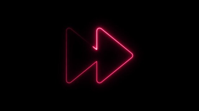 Red Neon Fast Forward Symbol on Black Background arrow