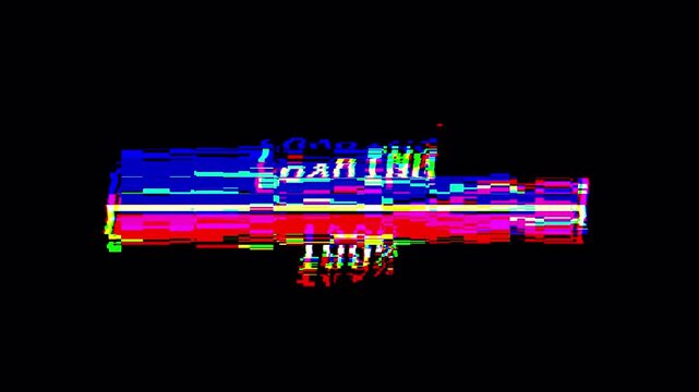 Gaming futuristic loading bar animation with glitch on black background. 4k Video