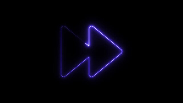 Purple Neon Fast Forward Symbol on Black Background
