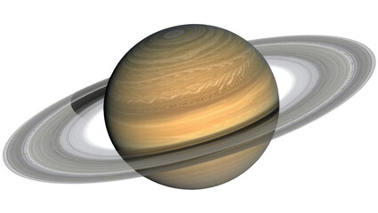 Gas giant planet Saturn with prominent rings, isolated on transparent background © Luke