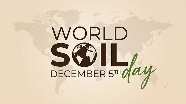 World soil day typography banner on beige background with world map silhouette typography environment conservation december