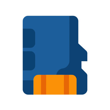 Blue and orange microSD card icon