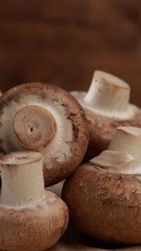 closeup of mushrooms rotation food