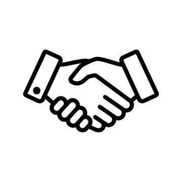 Simple linear icon of a business handshake representing partnership and deal
