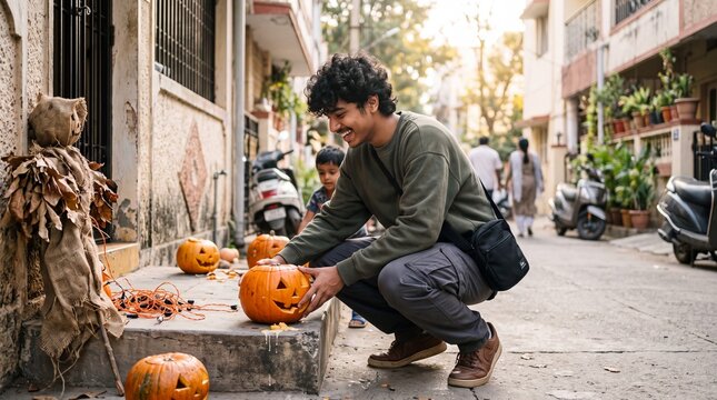 Celebrating magical mysterious Halloween night