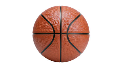 Fototapeta premium Orange textured basketball with black lines, isolated on transparent background