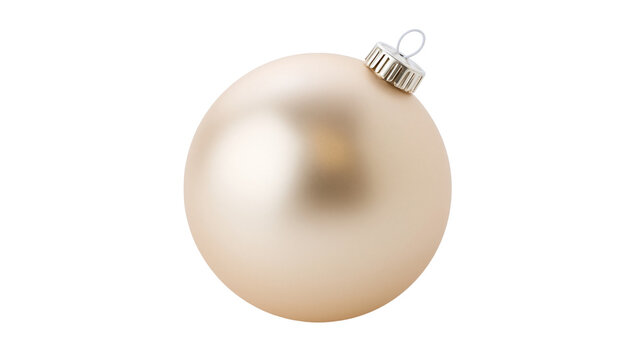 Champagne colored matte Christmas ornament with silver cap, isolated on transparent background