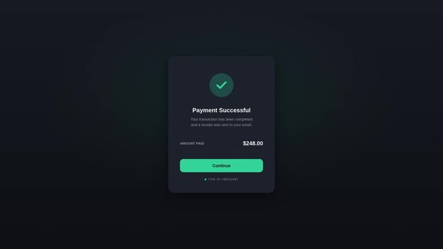 Digital Payment Successful Confirmation Screen - Modern Minimalist UI