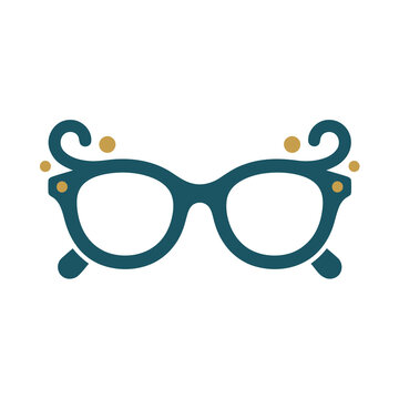 Decorative Teal Eyeglasses with Gold Dots