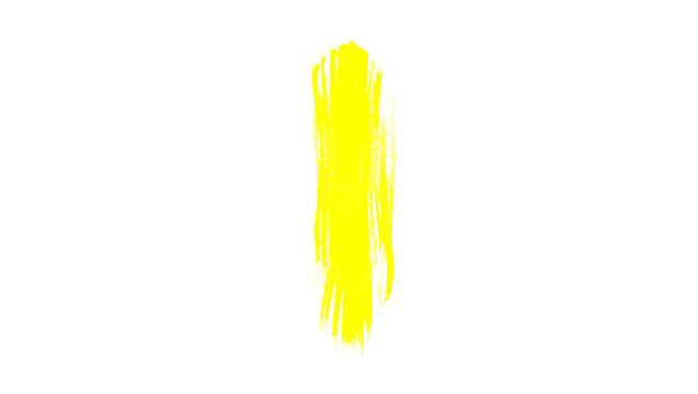 Yellow Wide Painterly Brush Stroke on a clean white background, showing a yellow wide painterly mark with a visible hand-painted edge and organic pigment texture, arranged as single on white. This iso