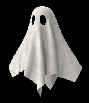 Halloween scary ghostly cartoon spooky character isolated on white