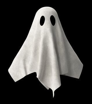 Halloween scary ghostly cartoon spooky character isolated on white
