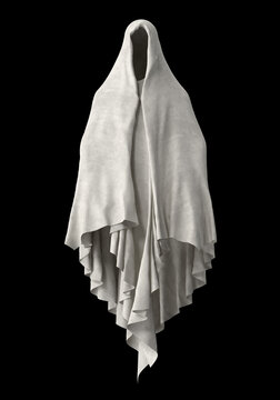 Halloween scary ghostly cartoon spooky character isolated on white