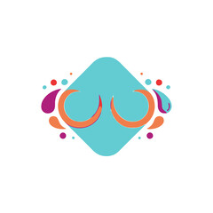 Abstract graphic with crescent shapes and colorful dots © kael