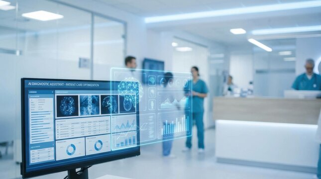 Healthcare AI: Artificial intelligence analyzing organized medical records for patient care