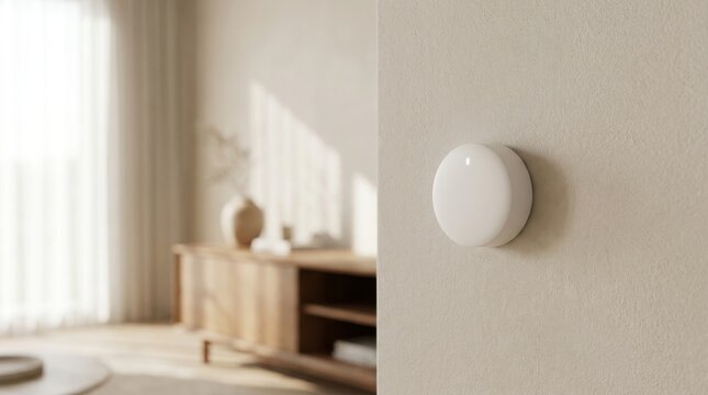 Home Automation Concept: Sensors monitoring temperature lighting and household activity throughout a modern residence