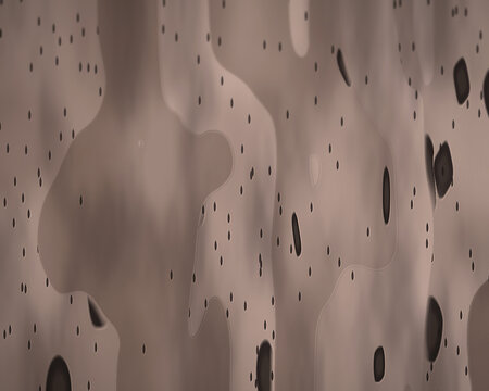 Abstract flowing forms with scattered perforations