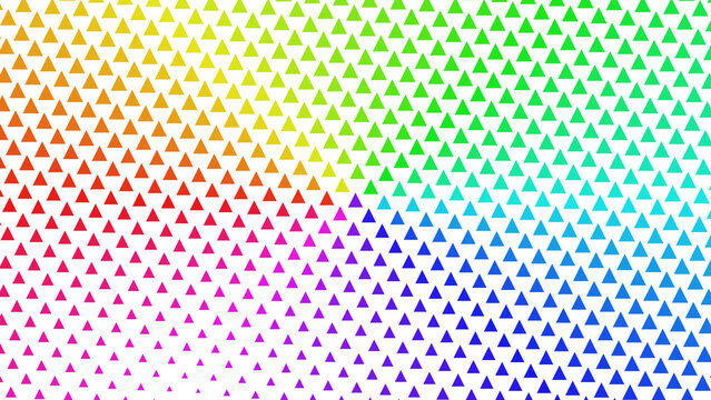 Stunning geometric background composed of numerous glowing colorful triangles arranged in a vibrant symmetrical grid pattern formation