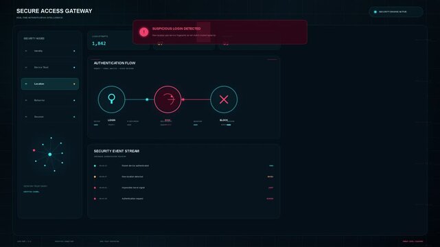 Secure Access Gateway Cybersecurity Dashboard Interface