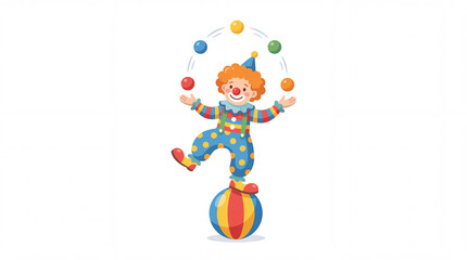Obraz premium Circus Clown Performing Acrobatic Balancing Act