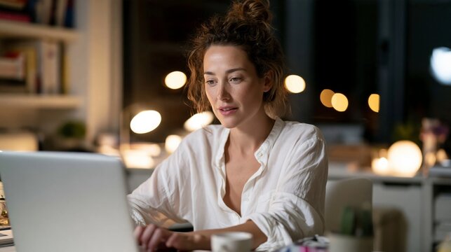 Una mujer realiza compras por internet desde su casa