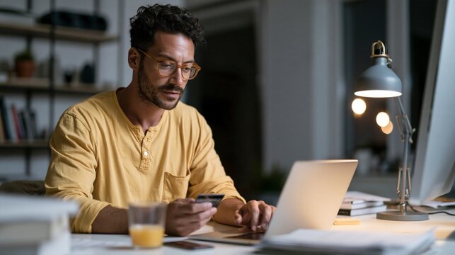 Un hombre realiza compras por internet desde su casa
