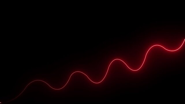 Glowing neon line waves animation. neon wave line royal red color animation on black background,,,,,