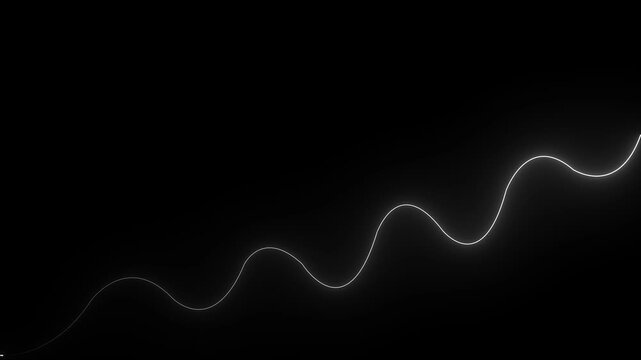 Abstract neon line waves animation. neon wave line royal white color animation on black background,,,,,