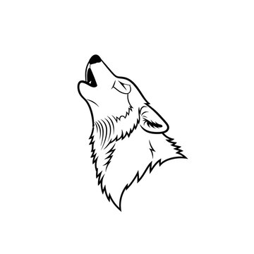 Howling Wolf Line Art Illustration