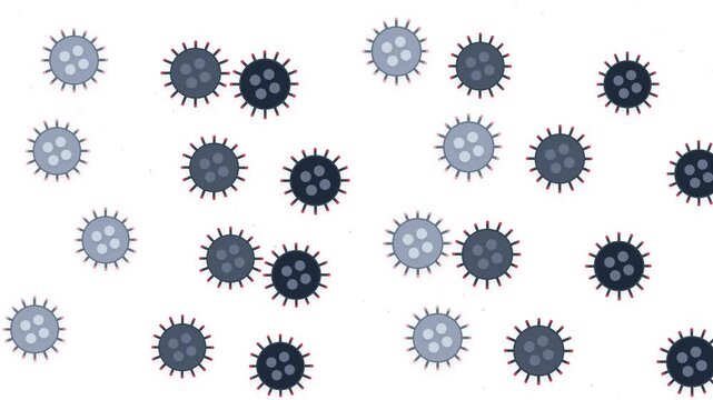 Animated Microscopic Viruses Floating on White Background Motion Graphic