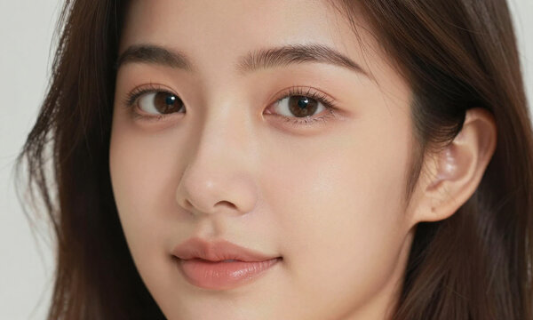 photograph stunning youthful female face subtle effortless natural makeup soft focus taken warm daylight gentle