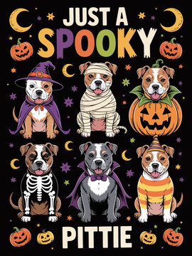 Just a Spooky Pittie six pitbull puppies Halloween costumes
