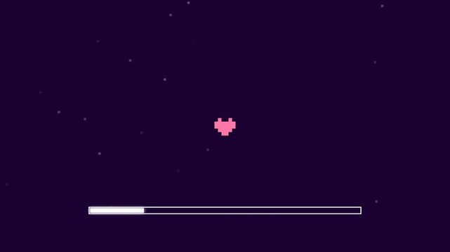 Pixel Heart Loading Bar Particles Screen