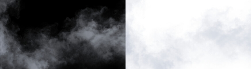 Obraz premium Realistic dry ice smoke, fog or steam overlay texture isolated on transparent background