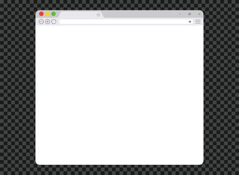Blank Browser Window Vector Mockup, Transparent Background Website Template with Address Bar