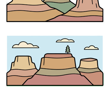 Stylized Canyon Landscape with Tree
