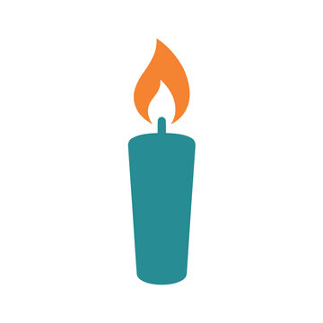 Teal candle with orange flame icon
