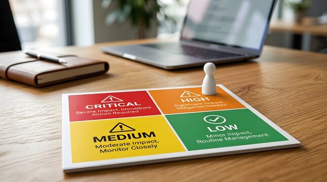 Risk assessment matrix with critical, high, medium, and low impact levels