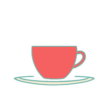 Red teacup and saucer illustration