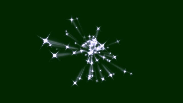 Luxury white glitter sparkle animation, golden glowing starlight glitter sparkle path white twinkling stars line, fantasy light motion green screen background. 4k