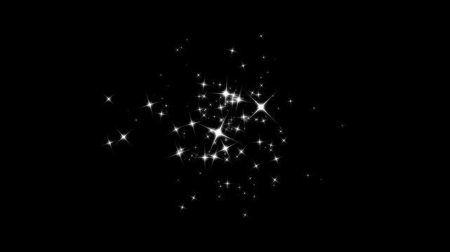 Luxury white glitter sparkle animation, golden glowing starlight glitter sparkle path white twinkling stars line, fantasy light motion black screen background. 4k