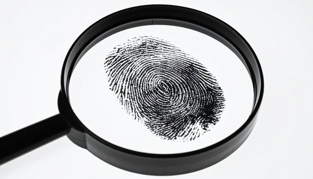 Magnifying Glass Inspecting Fingerprint Evidence for Biometric Identification and Forensics