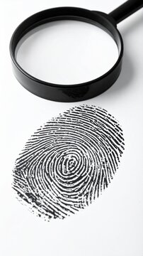 Fingerprint Investigation with Magnifying Glass Crime Scene Forensic Evidence