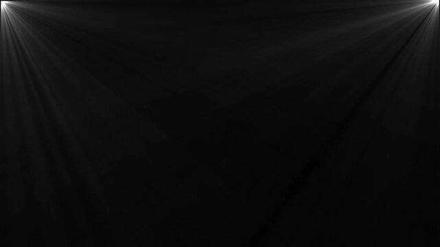 Shine or sun effect on black screen cc light. Glitter, shiny, bright, flare footage Isolated white light rays animation on black background.