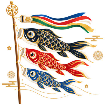 Traditional Japanese Koinobori Carp Streamers Decoration for Children's Day Celebration
