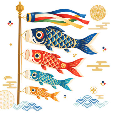 Colorful Koinobori Carp Streamers Decoration for Japanese Children's Day Celebration