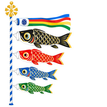Illustration of Koinobori Carp Streamers for Children's Day with Explanatory Labels