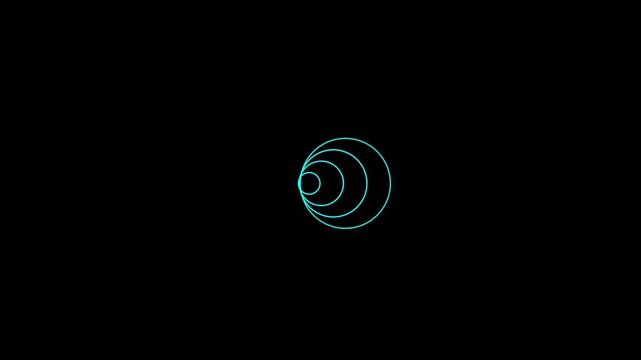 spiral radio wave station signal animation on black background.